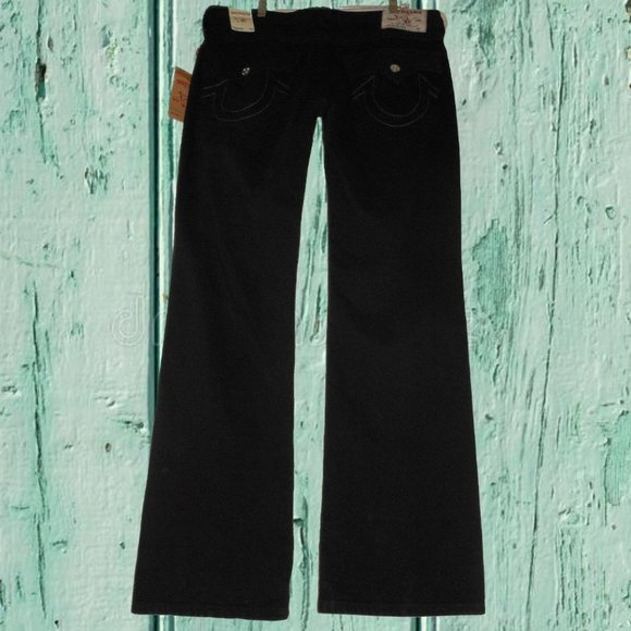 TRUE RELIGION 38 NWT All Black Denim Big T Jean